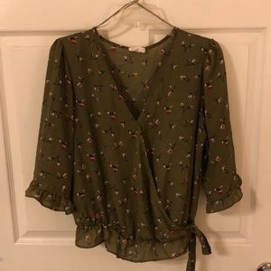 Floral Wrap Blouse